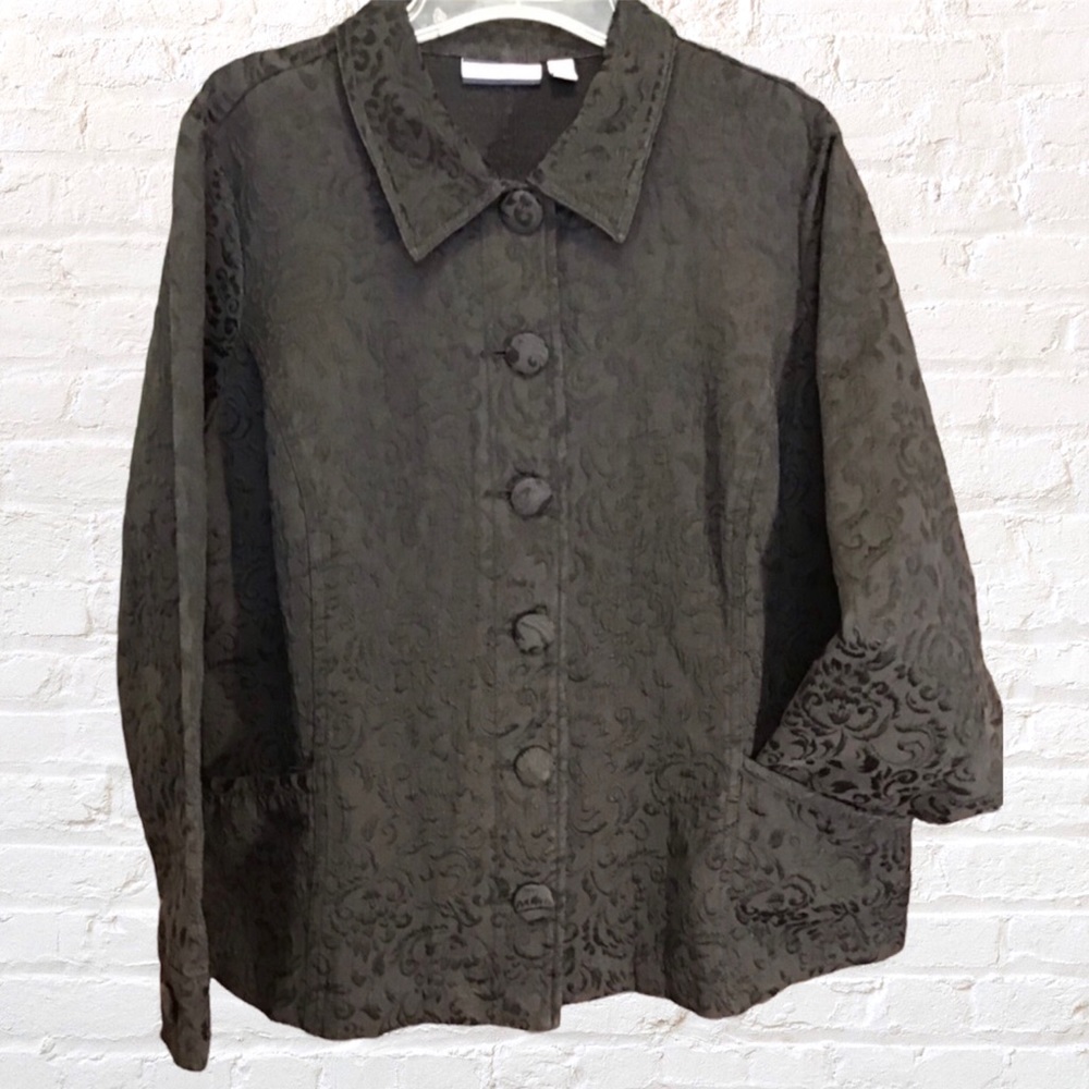 Vintage Style Floral Tapestry Black Jacket